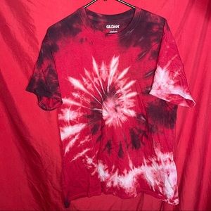 Custom Home-made Tie Dye Shirt - Red/Black/White